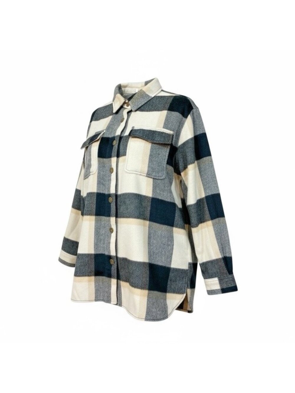 -New Maurices Plaid Shacket Women’s Size XXL Black Button Casual Shirt Coat Snap